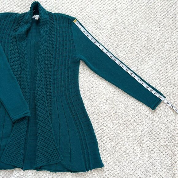 Notations Teal Long Sleeve Midweight Swingy Knit Cardigan Sweater - Picture 10 of 15
